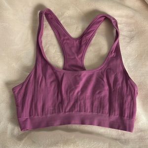 Purple racerback sports bra